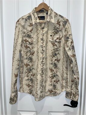 Nautica Cream Floral Stripe Button-Down Shirt